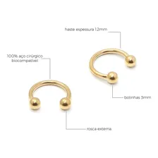 M2 Piercing Ferradura Para Orelha Folheado A Ouro 8mm Cor Dourado Foto mini  2