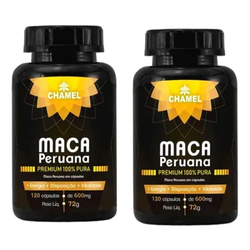 Maca Peruana Premium 100% Pura 2 Frascos C/ 120 Cáps Chamel Foto 1