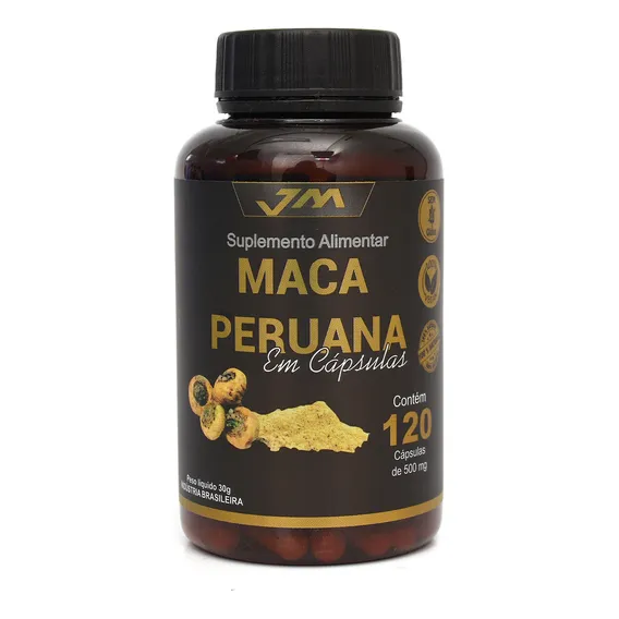 Maca Peruana Pura 500mg 120 Capsulas Jmsuplementos Foto 1