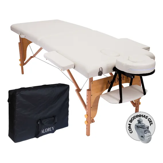 Maca Portátil Dobrável Audrey Pro Mesa Massagem Estética Top Cor Branco Foto 1