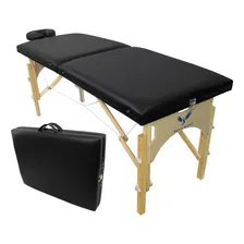 Maca Portátil Dobrável Rodinhas Travas Massagem Cor Preta Foto mini 1