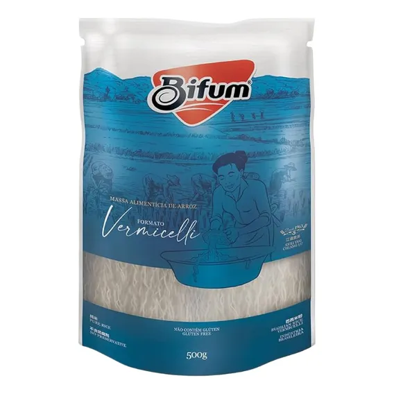 MacarrĂŁo Oriental de Arroz Bifum Sem GlĂșten Vegano 500g Foto 1