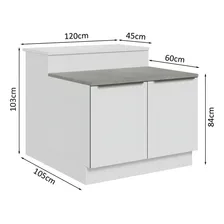Madesa Lux GILX120001H7 ilha de cozinha branco Foto mini 3