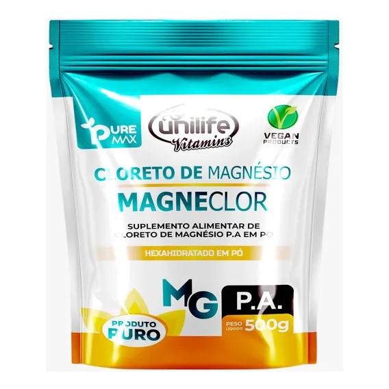 Magneclor Cloreto de Magnésio P.A Unilife 500g Sabor Natural Foto 1