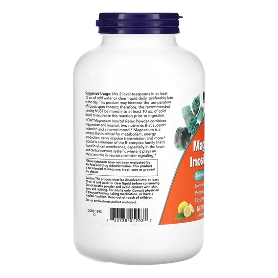 Magnésio Inositol Relax Pó 454g Limonada Now Foods Sabor N/a Foto 1