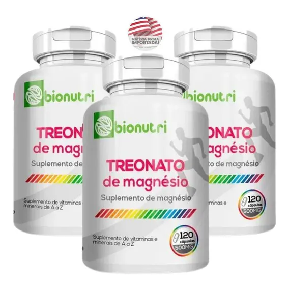 Magnésio L Treonato 100% Puro 120 Cáps 500mg - Bionutri Foto 1