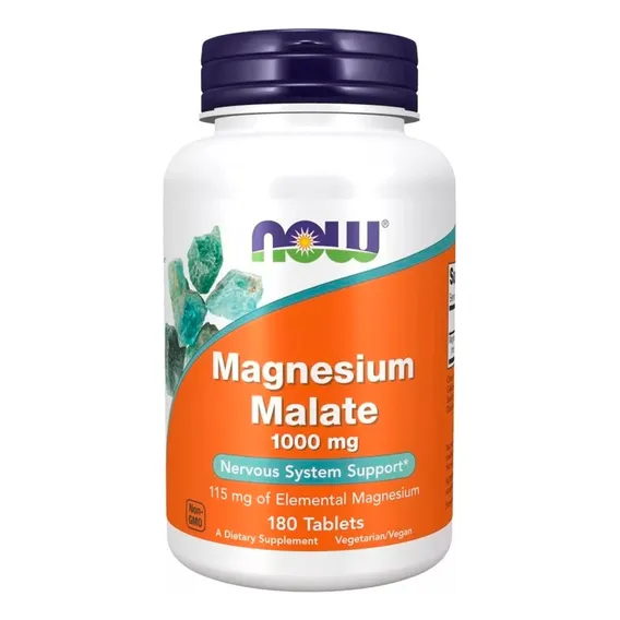 Magnésio Malato Now Foods 1000mg 180 tablets Magnesium Malate Foto 1