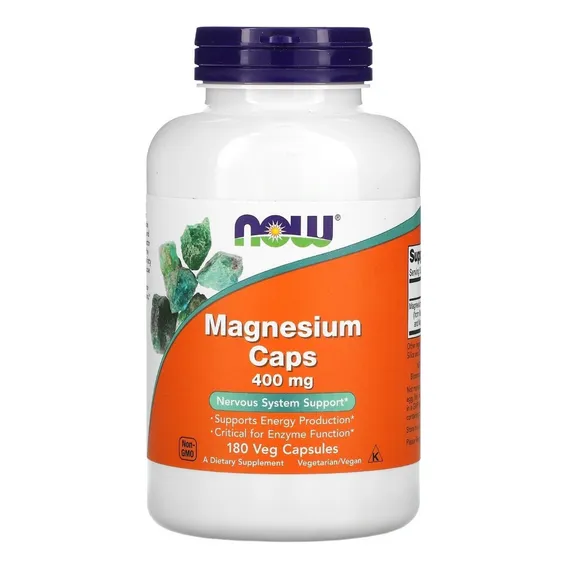 Magnesium Caps 400mg 180 Caps Magnésio Puro - Now Foods Sabor Sem sabor Foto 1