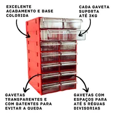 Magus Gaveteiro Organizador Vermelho Multiuso Foto mini 2