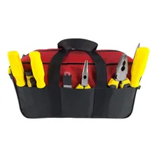 Mala Bolsa Lona Ferramentas 8 Divisões Externas Eletricista Cor Vermelho Foto mini  3