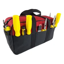 Mala Bolsa Lona Ferramentas 8 Divisões Externas Eletricista Cor Vermelho Foto  mini 1
