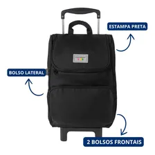 Mala Escolar Unissex Com Rodinhas - Preta Foto mini 4