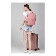Mala Mochila Executiva Multi-funcional Notebook Viagem Usb Cor Rosa Foto mini 2