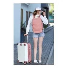 Mala Mochila Executiva Multi-funcional Notebook Viagem Usb Cor Rosa Foto mini 3