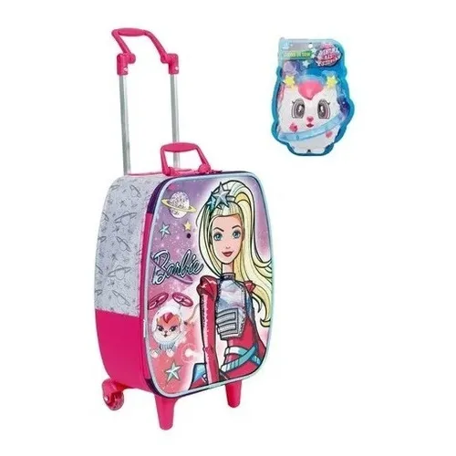 Mala Mochila Rodinha Escolar Infantil Meninas Sestini Barbie Foto 1