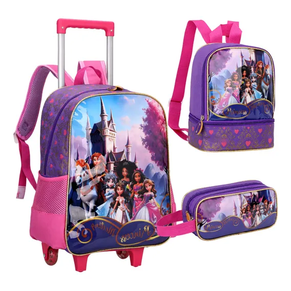 Malas Cruzeiro Kit Mochila Escolar Com Estojo E Lancheira Escolar Para Meninas Kit Mochila De Rodinha Foto 1