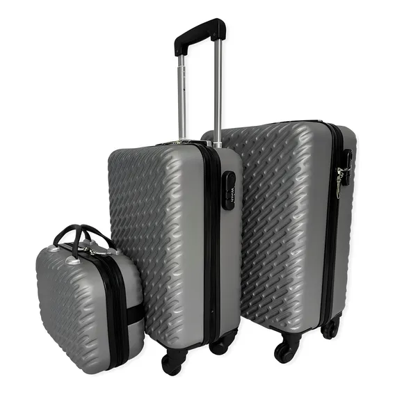 Malas De Viagem Kit 3 Peças Bordo Com Rodinha Cadeado Bolsa Foto 1
