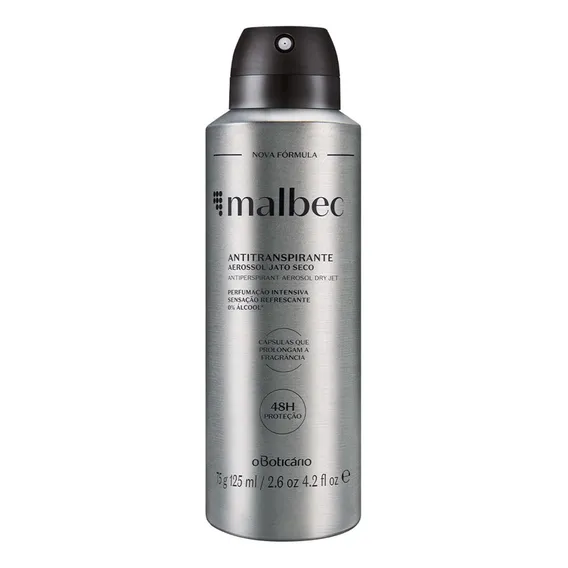 Malbec Magnetic Desodorante Antitranspirante Aerosol, 75g/12 Fragrância Amadeirado Foto 1