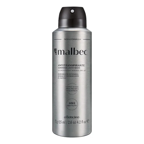 Malbec Magnetic Desodorante Antitranspirante Aerosol, 75g/12 Fragrância Amadeirado Foto 1