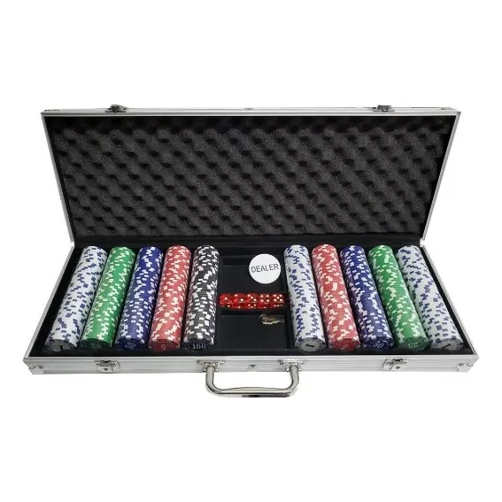 Maleta Alumínio Poker Com 500 Fichas Baralhos Dados Chaves Foto 1