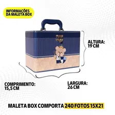 Maleta C/ 4 Álbuns Fotográficos 15x21 Bebê Príncipe Menino Estampa Urso Escudo Foto mini 2