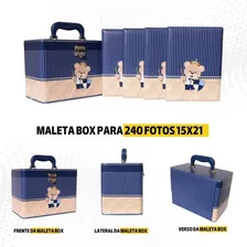 Maleta C/ 4 Álbuns Fotográficos 15x21 Bebê Príncipe Menino Estampa Urso Escudo Foto mini 4