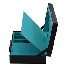 Maleta Estojo Porta J贸ias Grande Dupla Exterior Corino Dijon Cor Tiffany Foto mini 2