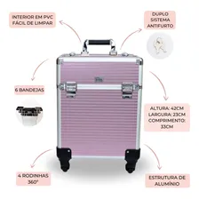 Maleta Maquiagem Profissional Com Rodinhas R720 Vazia Lilás Foto mini 4