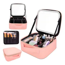 Maleta Maquiagem Profissional Necessaire Espelho Led Viagem Cor Rosa Foto mini 3
