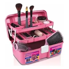 Maleta Organizadora Caixa Feminina Rosa Maquiagem 2 Bandejas Foto  mini 1