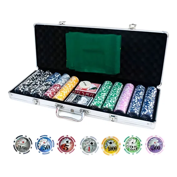 Maleta Poker 500 Fichas Holográficas Com Numeração Alça Foto 1