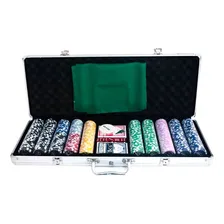 Maleta Poker 500 Fichas Holográficas Com Numeração Alça Foto mini 4