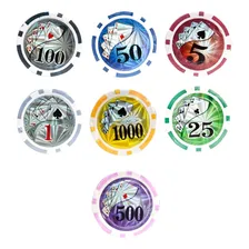 Maleta Poker 500 Fichas Holográficas Com Numeração Alça Foto mini 3