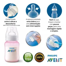 Mamadeira Classic+ Anticólica 260ml Avent Com Bico 1m+ Rosa Foto mini 4