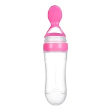Mamadeira Com Colher Dosadora De Silicone Papinha 90ml Rosa Foto mini 1