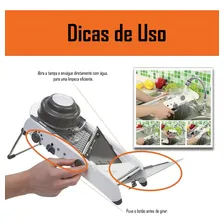 Mandolin Profissional Cortador Fatiador Legumes Frutas Inox Foto mini 4