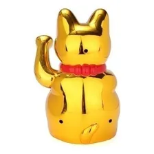 Maneki Neko Gato Da Sorte Dourado Japones China Decoraçao Foto mini 3