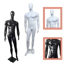 Manequim Masculino Reto Bombado Preto/branco Plástico C/base Cor Preto Foto mini 1