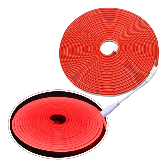 Mangueira 5m Fita Led Neon 12v + Fonte 5a Vermelho Foto 1