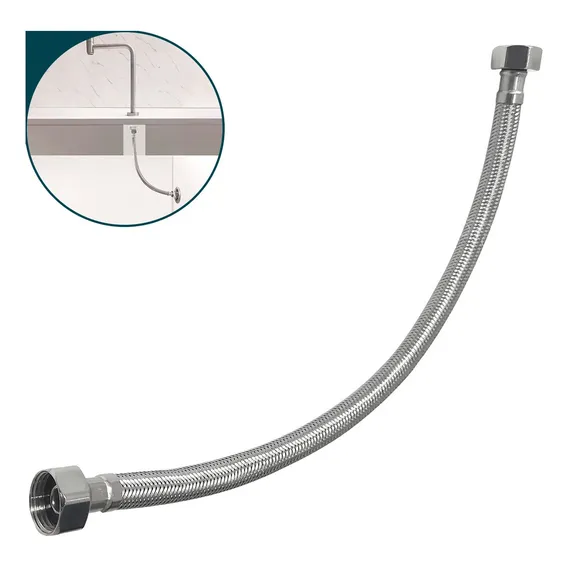 Mangueira Engate Flexivel Aço Inox 40cm Trançado 1/2 Fêmea Foto 1