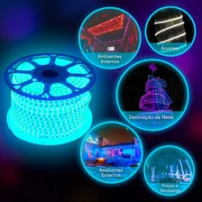 Mangueira Fita Led Chata 10 Metros 60smd/m 5050 Ip67 Azul Claro 127/220v Foto mini  2