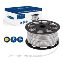 Mangueira Fita Led Chata 10 Metros 60smd/m 5050 Ip67 Branco Quente 3500k 110v Foto mini  2