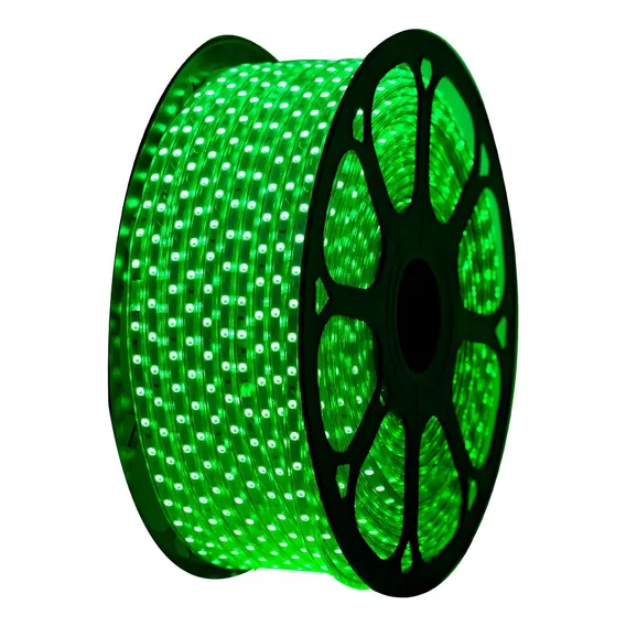Mangueira Fita Led Chata 100 Metros 2 Conectores 110v -5050 Luz Verde 127v Foto 1