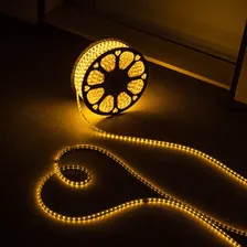 Mangueira Fita Led Chata 100 Metros 2 Conectores 220v - 5050 Luz Branco-quente Foto mini 4