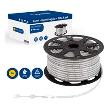 Mangueira Fita Led Chata 5 Metros 60smd/m 5050 Ip67 Branco Quente 3500k 220v Foto  mini 1