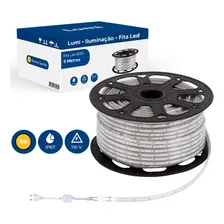 Mangueira Fita Led Chata 5 Metros 60smd/m 5050 Ip67 Branco Quente 3500k 110v Foto mini 1