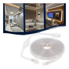 Mangueira Fita Led Chata 5050 50m Alto Brilho 2 Conectores Luz Branco-quente 220v Foto mini 1