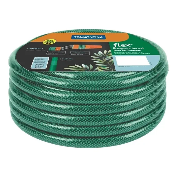 Mangueira Flex Em Pvc 3 Camadas 15 Metros Verde Tramontina Foto 1