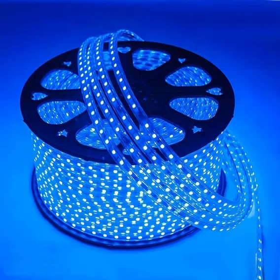 Mangueira Led Chata 20 Metros conector Luz Azul 110v Foto 1