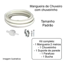 Mangueira Para Chuveiro 2m Flexivel Com Chuveirinho Padrao Cor Branco Liso Kit Foto mini 2